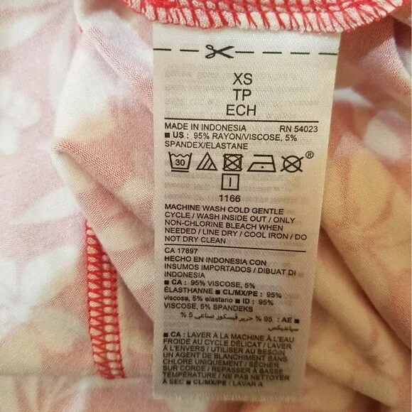 NWT Old Navy Floral Dress Size XS Short Salmon/Red + Ivory - Picture 7 of 8